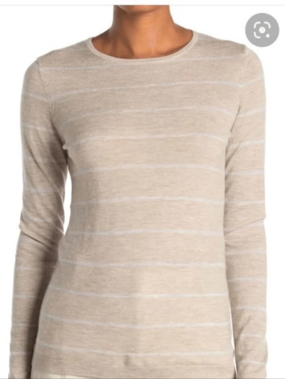 Kinross Cashmere Blend Striped Long Sleeve Lightweight